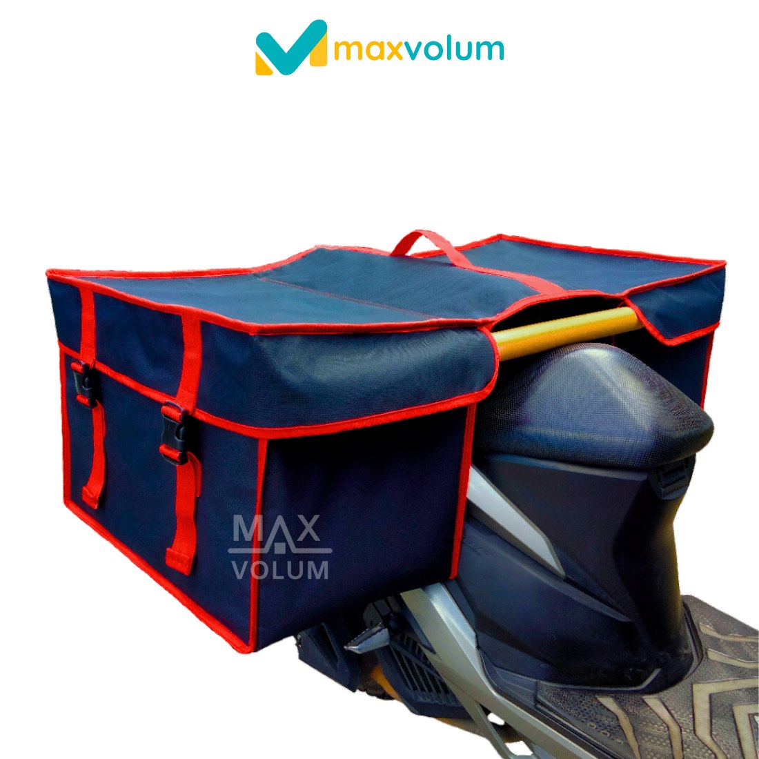 Tas Motor Besar Hitam List Merah