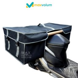 Tas Motor Besar Hitam List Silver