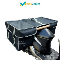Tas Motor Sedang Hitam List Silver